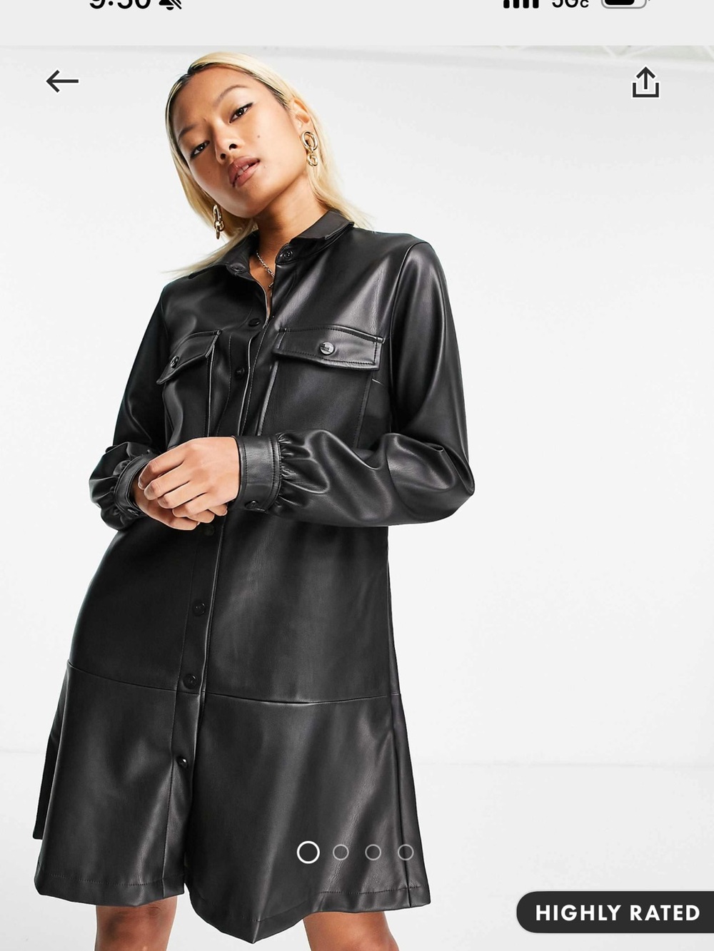 Noisy May Black Faux Leather Peplum Shirt Dress